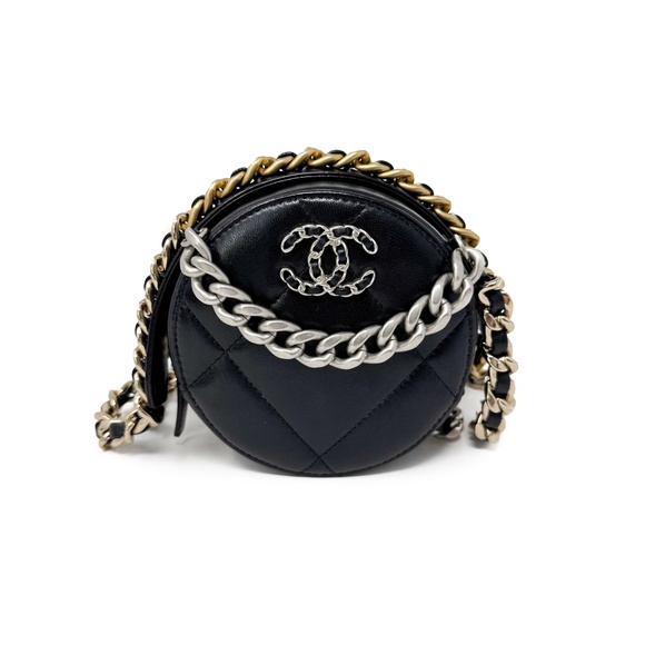 Chanel Chanel 19 Round Clutch With Chain Black - Picture 1 of 10